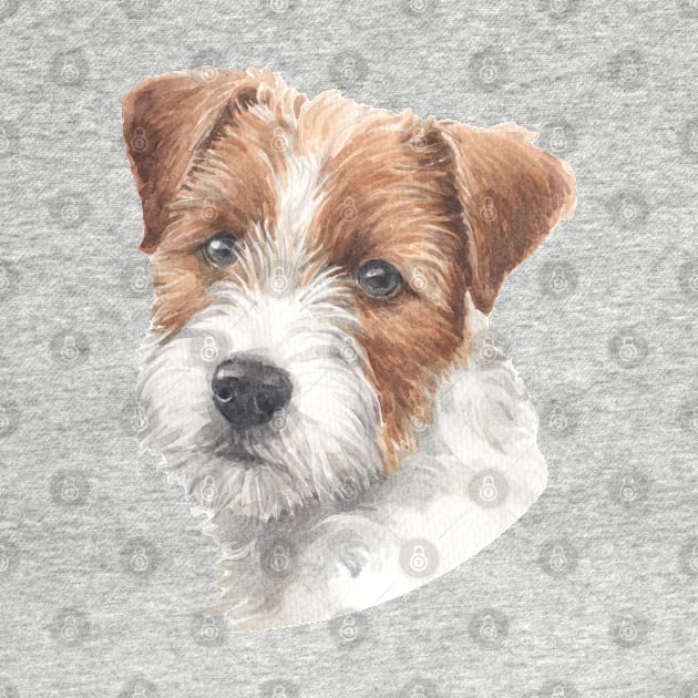 Cute Rough Coated Jack Russell Terrier Watercolor Art by doglovershirts